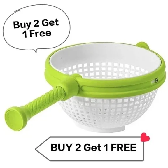 Rotating Salad Spinner With Handle, Vegetable Washer & Dryer Basket Kitchen Tool