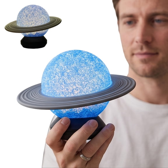 Rotating Saturn Planet Globe Night Lamp – Home Appliances Colorful Space Orb Light – Remote Control Projection Lamp for Bedside Tables Shelves Party Scenes (6.5 in)