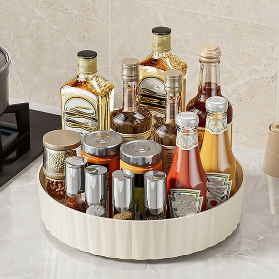 Rotating Seasoning Rack - 360° Spinning Turntable Organizer for Kitchen Cabinets, Pantry & Fridge - Clear Plastic, Heavy-Duty Lazy Susan Storage for Spices, Condiments, Cosmetics & More