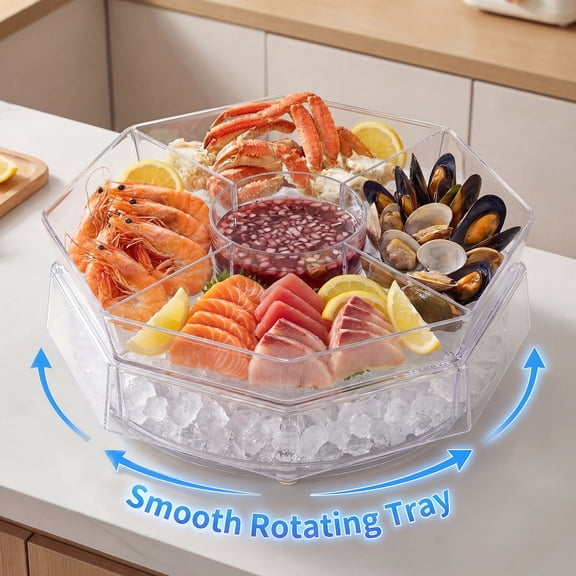 Rotating Serving Tray, Tiered Fruit and Vegetable Platter, Multi-layer Display Tray for Appetizers, Fruits and Cold Dishes for Home and Party Use