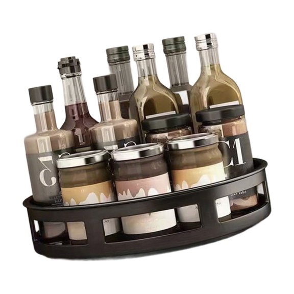 Rotating Shelf Metal Storage Rack Adjustable Space Saving Organizers for Kitchen Bathroom Accessory