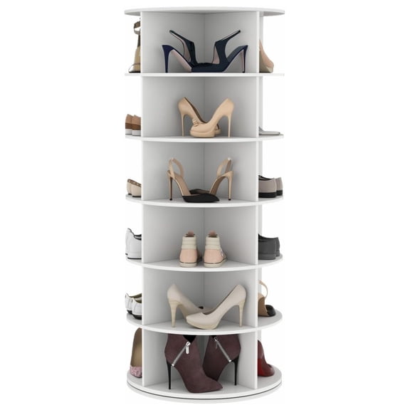 Rotating Shoe Rack, 6-Tier 360 Spinning Shoe Tower, Free Standing Organizer for Entryway, Living Room, Holds 28 Pairs