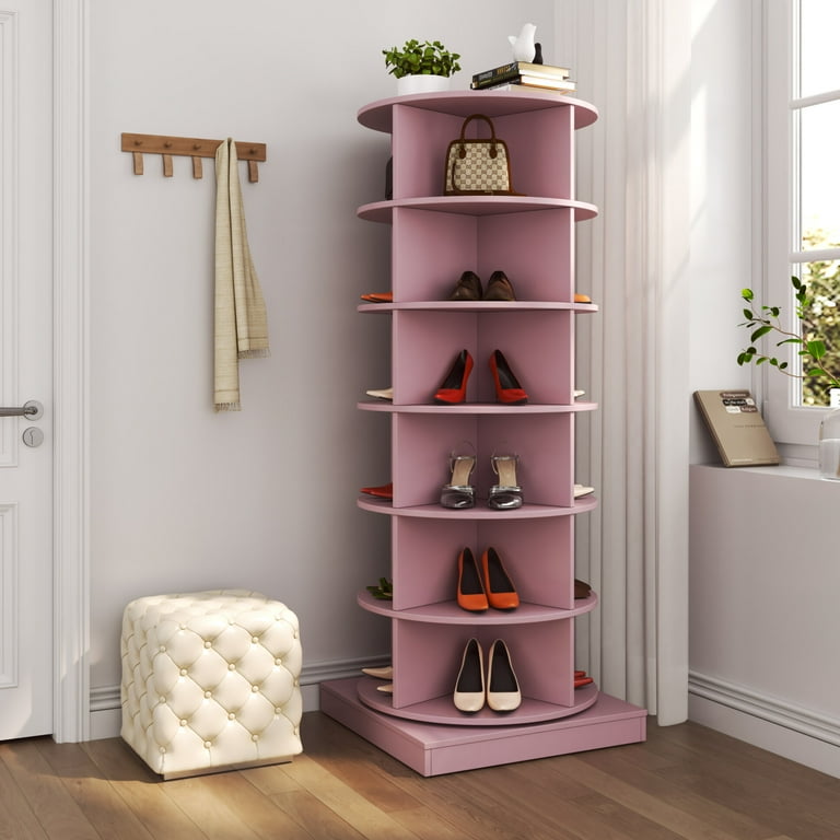 Rotating Shoe Rack 6 Tier Spinning Shoe Rack Tower Free Standing 360 Swivel Shoe Storage Organizer Tall Shoe Rack Can Hold 24 Pairs of Shoes for Living Room Entryway Hallway Pink Walmart