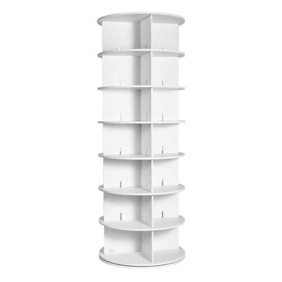 Rotating Shoe Rack Tower, 7 Tier 360 Spinning Shoe Organizer Carousel - White, Space Saving Shoe Storage for Bedroom, Entryway, Living Room