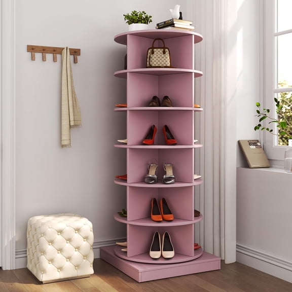 Rotating Shoe Rack Tower, 6-Tier Spinning Shoe Rack, Free Standing 360° Revolving Shoe Organizer Can Hold 24 Pairs of Shoes for Entryway Living Room Hallway
