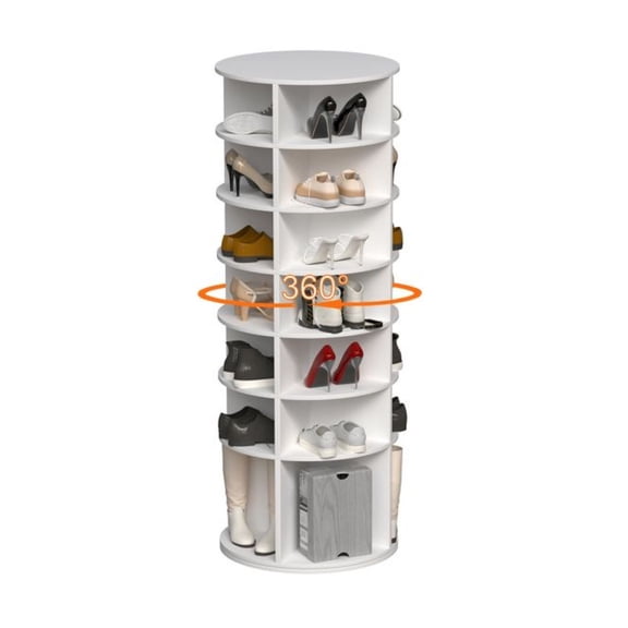 Rotating Shoe Rack Tower, 7-Tier 360 Spinning Shoe Organizer, Holds 28 Pairs, Free Standing Shoe Tower for Closet, Entryway, High Bottom Design