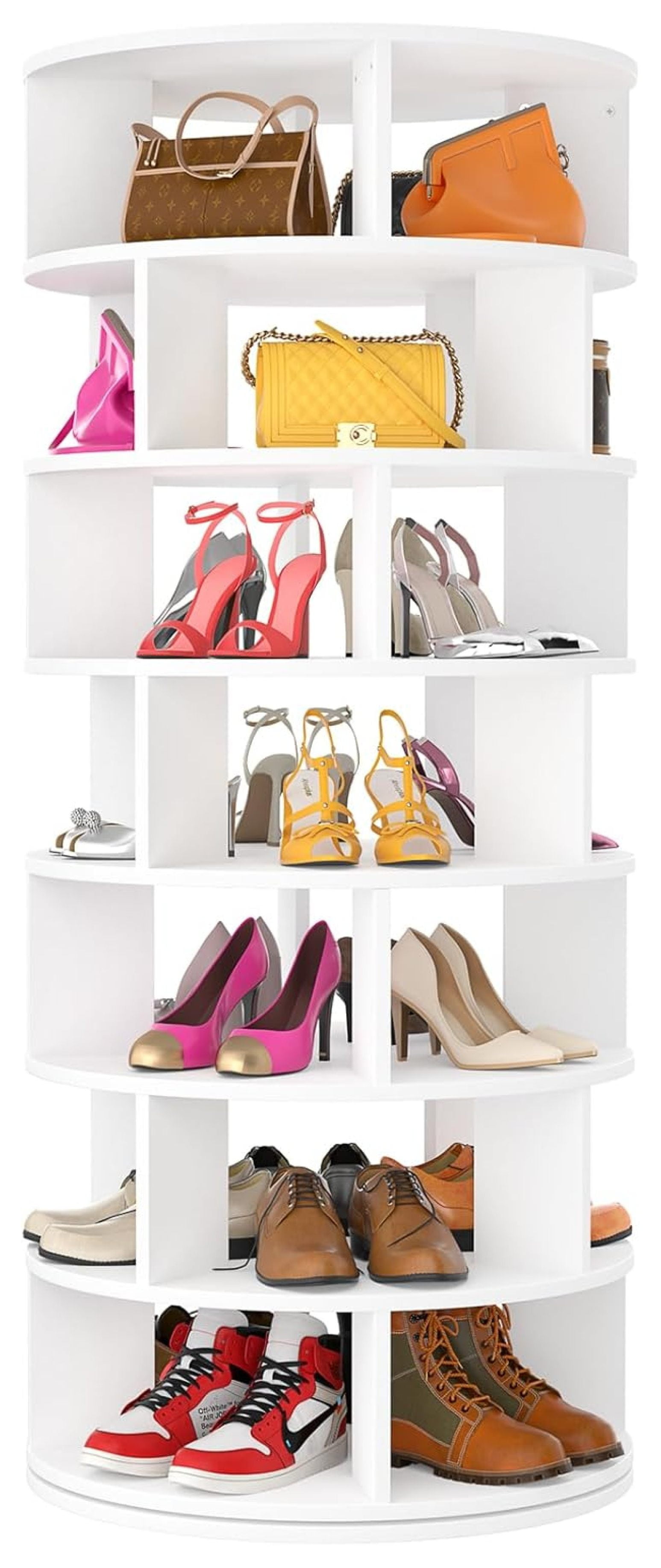 Rotating Shoe Rack Tower, 7-Tier Spinning Shoe Rack 360 Revolving Shoe ...