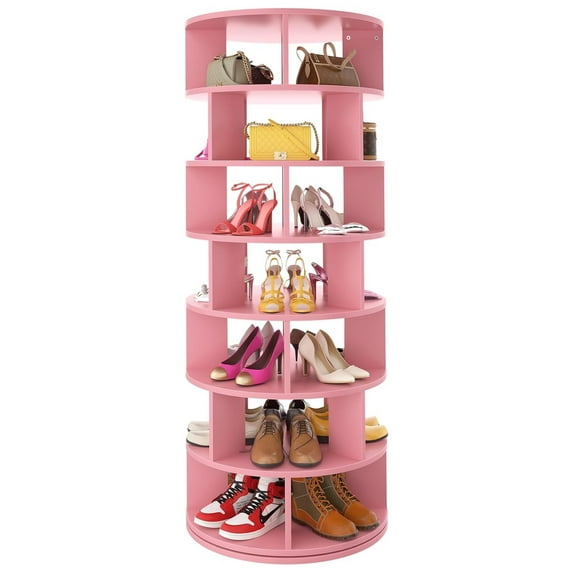 Rotating Shoe Rack Tower, 7-Tier Spinning Shoe Rack 360 Revolving Shoe Rack Organizer for Closet, Display Round Storage Carousel Shoes Closet Organization,