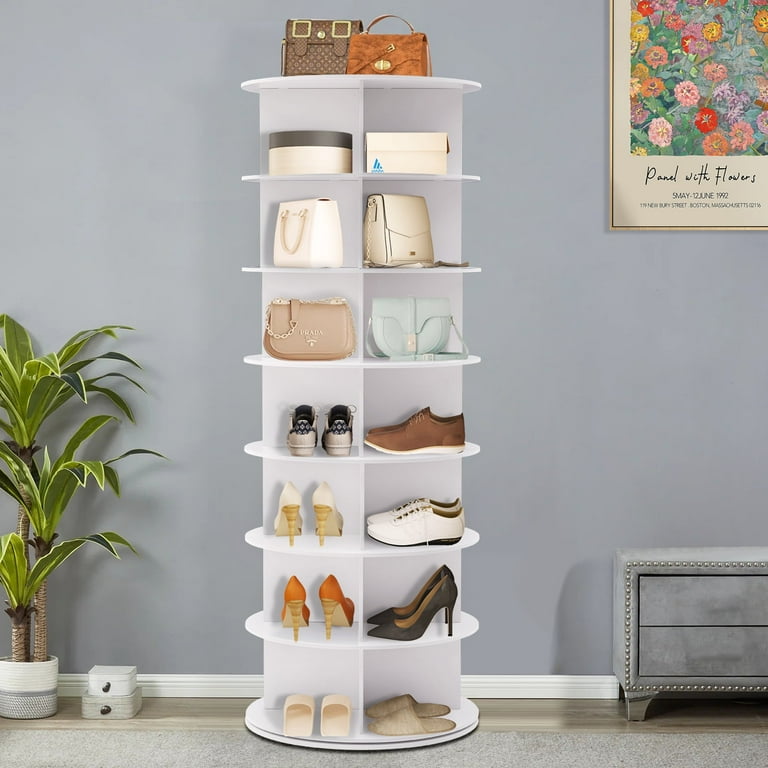 Lockable Shoe Rack Spinning Shoe Rack Tower Rotating Shoe Rack With Lockable Wheels,7-Tier ...