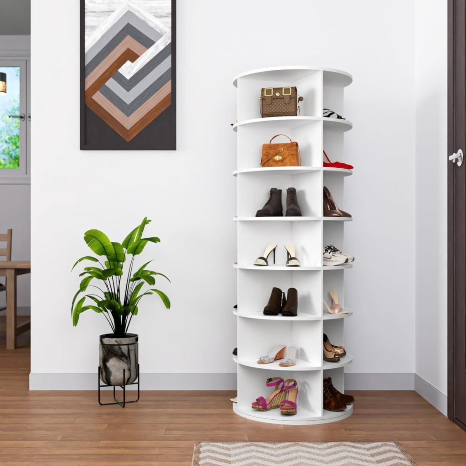 Rounded Show Rack Rotating Shoe Rack Tower, Spinning Shoe Display, 360 Shoe Rack Storage ...