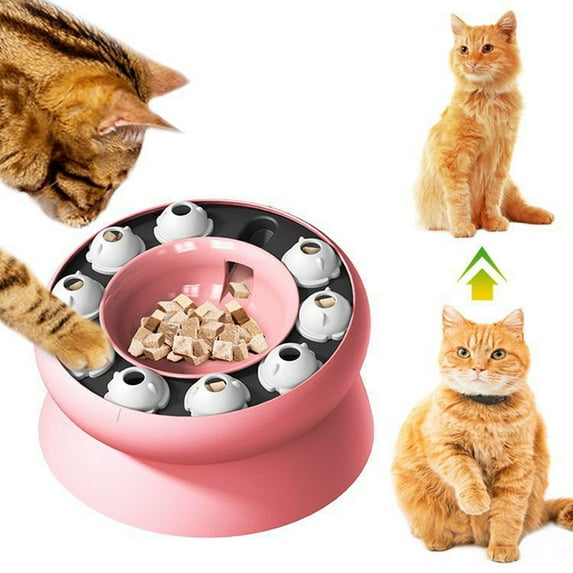 Rotating Slow Feeder Cat Bowl, Interactive Cat and Small Dog Feeding Toy, Maze-Style Food Puzzle Bowl Made From Food-Grade Plastic for Slower Eating, Engaging Mealtime, and Easy Cleaning
