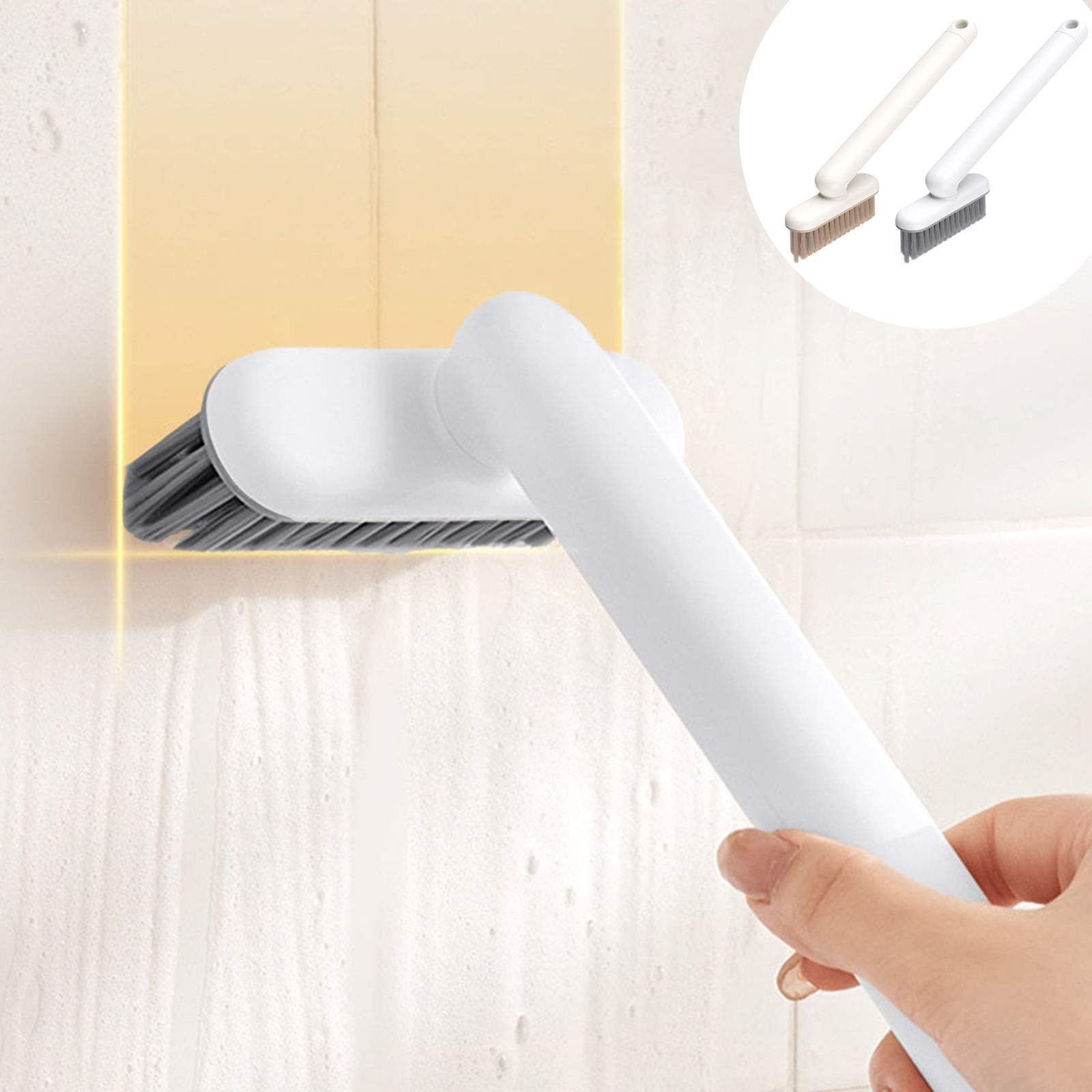 Rotating Small Cleaning Brush with Handle | White & Beige | Sisal ...