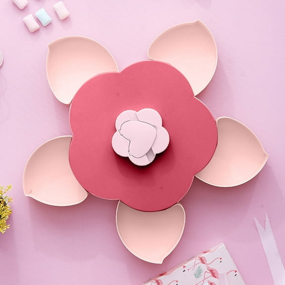 Rotating Snack Tray with Lid, Candy & Nut Organizer, Plastic Fruit Bowl for Kitchen Counter, Living Room, Party Snack Container, Multi Compartment Dried Fruit Dish, Portable Snack Storage Box