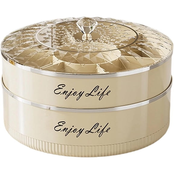 Rotating Snack Tray with Lid, Multi-Compartment Spinning Serving Container, PET Material, Reusable Design for Nuts, Fruit, Candy, Dessert