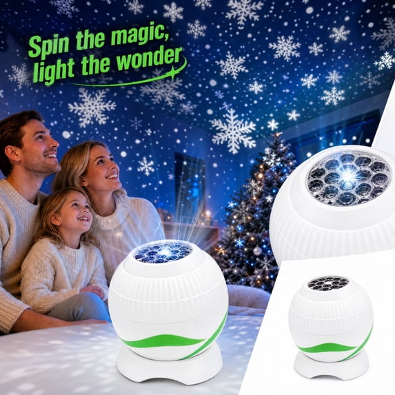 Rotating Snowflake Projection Light, 360 Degree Winter Effect Lamp for Bedroom, Living Room and Holiday Party Decor, Compact USB Tabletop Night Light, Christmas Gift