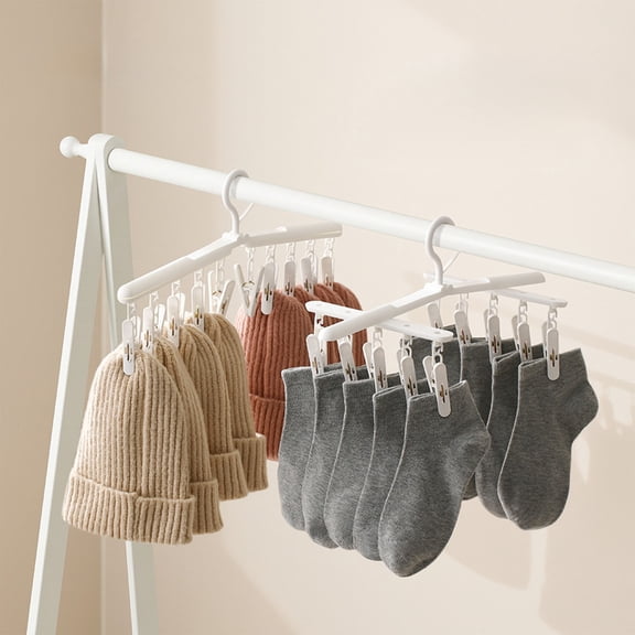 Rotating Sock Clip Drying Rack, Multi-clip Laundry Hanger for Underwear, Windproof Clothespin Organizer for Balcony, by Zovey