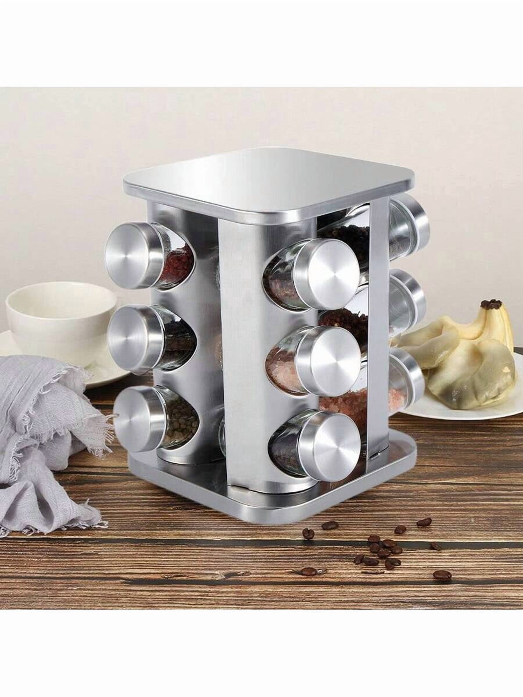 Rotating Spice Rack Organizer With 12 Jars - Revolving Standing ...