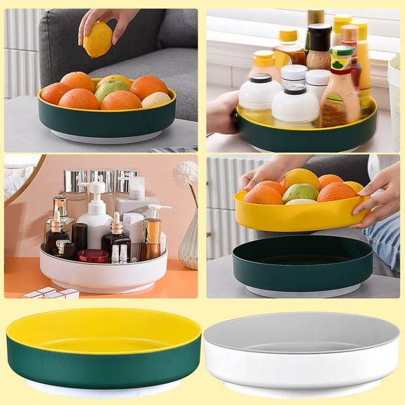 Rotating Spice Rack Turntable Kitchen Countertop Organizer 26cm – 360° Spin Seasoning Shelf, Soy Bottle Jar Holder, Clear Plastic Lazy Susan Storage