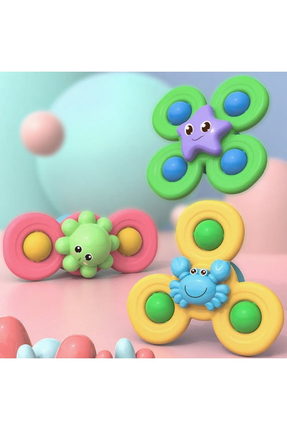 Rotating Spinning Toys Set, 360° Silent Nylon Bearings Spinner with Powerful Suction Cup Base, Sensory Toys for Hand Eye Coordination, Visual Auditory Stimulation Learning
