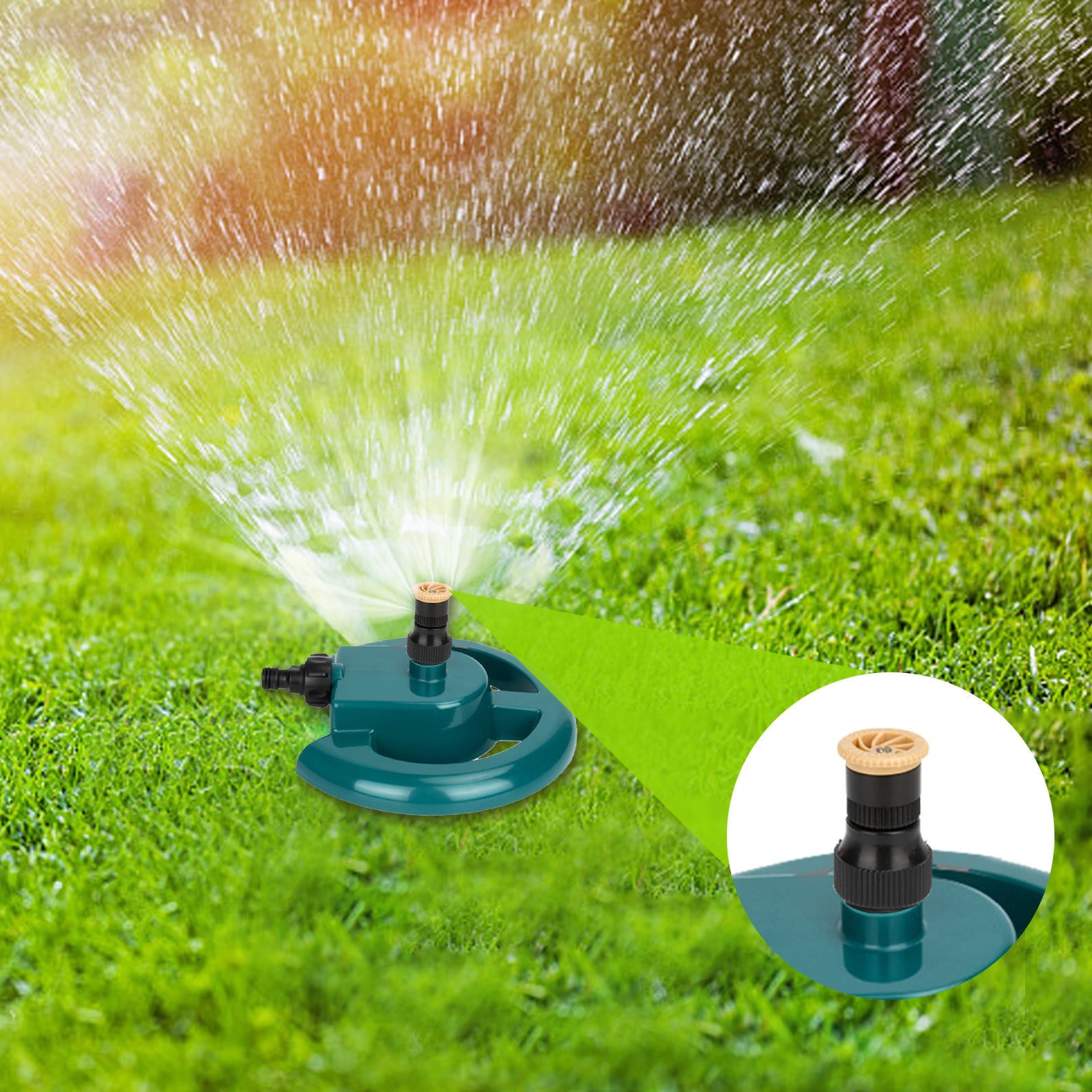 Rotating Sprinkler, Automatic 360° Lawn and Garden Sprinkler with Weighted Base for Large Area Coverage, Outdoor Irrigation and Ki-ds Play, Hose Attachment