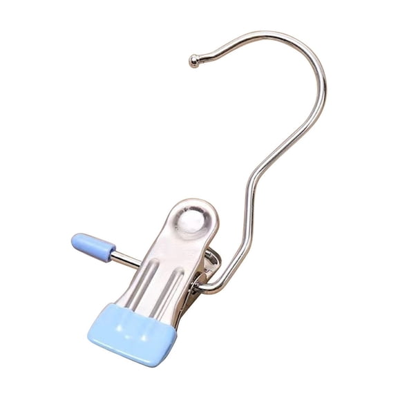 Rotating Stainless Steel Hanger Clip For Clothes, Blue - 360° Swivel Hook With Strong Grip, For Hanging Towels, Bags, Hats In Bathroom, Closet, Laundry Room