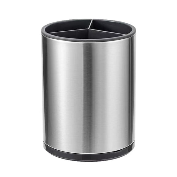 Rotating Stainless Steel Kitchen Utensil Caddy with 3 Compartments, Non-Slip Base, Effortless 360° Access, Modern Design for Countertop Organization