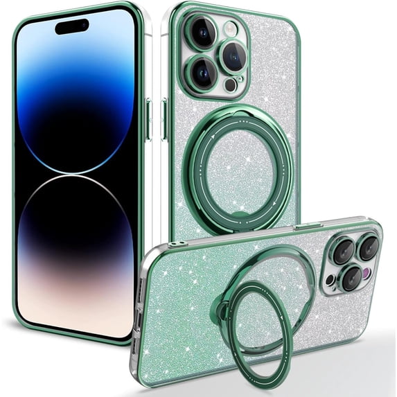 Rotating Stand Glitter Four Corners Protective Phone Case for Samsung Galaxy S23 Ultra, Back Cover with Lens Film, Magnetic Bracket Shell