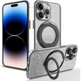 thumbnail image 1 of Rotating Stand Glitter Four Corners Protective Phone Case for iPhone 14 15 / Pro/Plus/Pro Max, Back Cover with Lens Film, Magnetic Bracket Shell, 1 of 8
