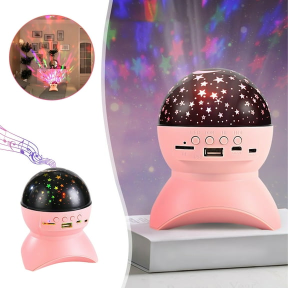Rotating Star Projector Night Light with Bluetooth Speaker, RGB LED Starry Sky Lamp, USB Powered Ambient Light, Multi Playback Modes, ABS Decor for Bedroom, Wedding, Birthday Party