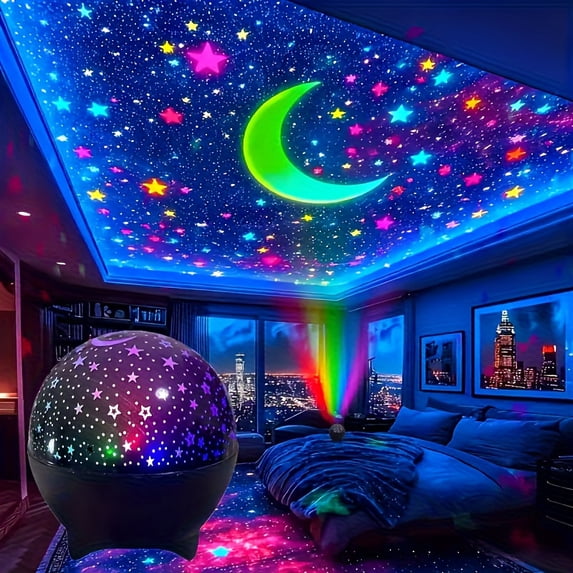 Rotating Star Projector Night Light Sky Lamp Quiet One Button Operation for Bedroom Decoration Blue#2