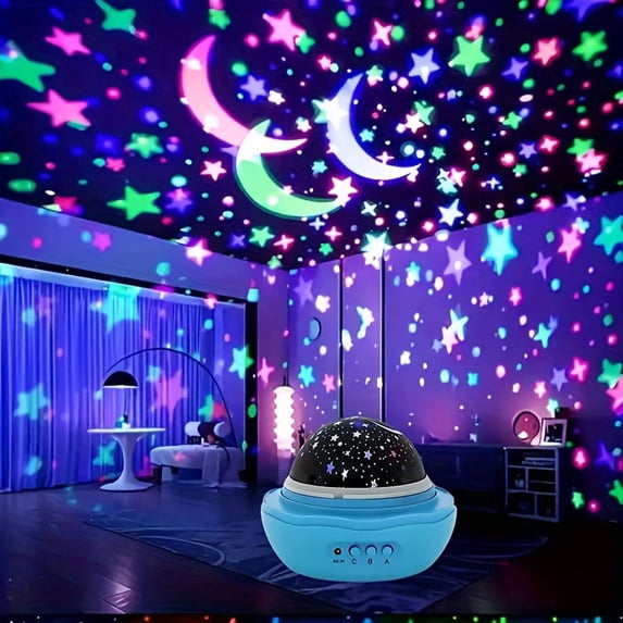 Rotating Star Projector Night Light Sky Lamp Quiet One Button Operation for Bedroom Decoration Purple#1