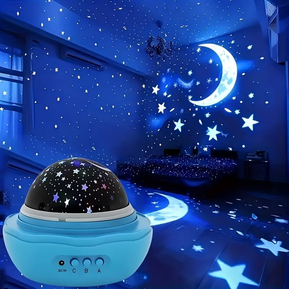 Rotating Star Sky Projector Night Light, Color Changing Galaxy Projection Lamp for Bedroom Party Ambient Decor,Blue