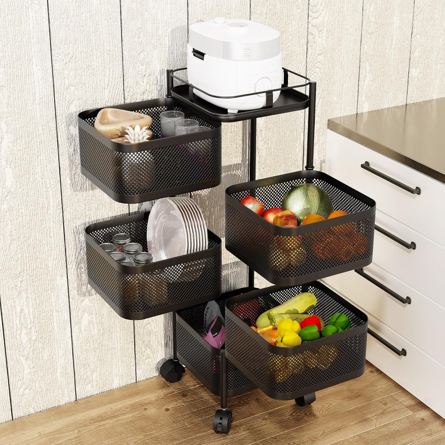 Rotating Storage Rack for Kitchen, Fruit Vegetable Storage Rack for ...