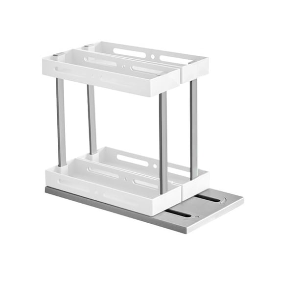 Rotating Storage Rack - Multi-Functional Large Capacity 4-Tier Organizer, 2x2 Vertical Horizontal Shelf for Sink Refrigerator Home Storage ( Gray )