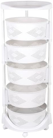 Circular Basket Rack Rotating Storage Shelves Rack, 5 Tier Circular Rotating Basket ...