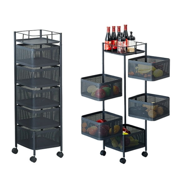 Rotating Storage Shelves Rack For Kitchen, 5-Tier Multi Layer Removable Basket Shelf Organizer, Bathroom Storage Organizer For Fruit Vegetable Grocery