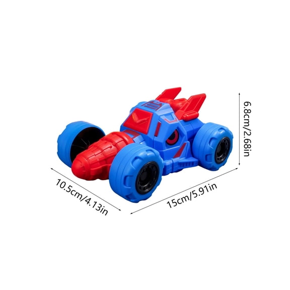 Rotating Stunt Car Drilling Toy Vehicle Pull Back Race Car Engineering Vehicle Blue 5.9 inch No Battery Required