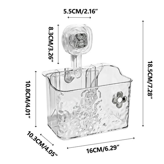 Rotating Suction Cup Shower Caddy | Wall Mounted Bathroom Organizer | No Drill Cosmetic Storage Basket | Glacier Pattern Design | Holds Shampoo Soap Toothbrush