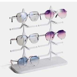 WOVTE 12 Piece Plastic Sunglasses Organizer Clear Eyeglasses