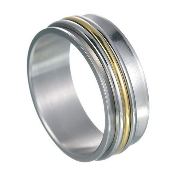 Rotating Titanium Steel Ring: Concave Three-Ring Design, Electroplated Finish, Unisex (Size 7-12)