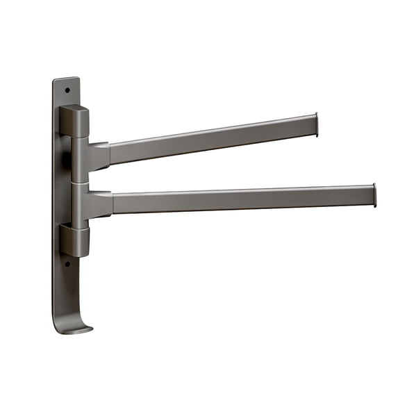 Rotating Towel Bar Rack Multi-Rod Punch-Free Aluminum Wall-Mounted Towel Rail Holder Gray For Bathroom Laundry Room Home(12.4Inch,2 Pole)