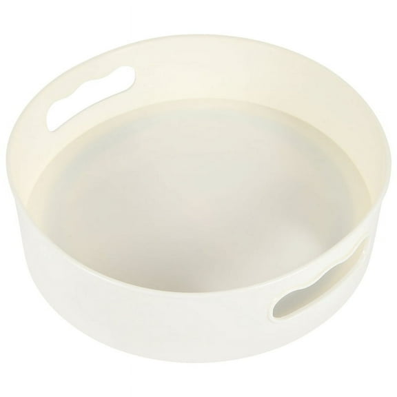 Rotating Tray Turntable Kitchen Storage Containers for Spice Jar Food Snack Non Slip Dried Plate, White