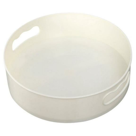 Rotating Tray Turntable Kitchen Storage Containers for Spice Jar Food Snack Tray Non Slip Dried Storage Plate, White