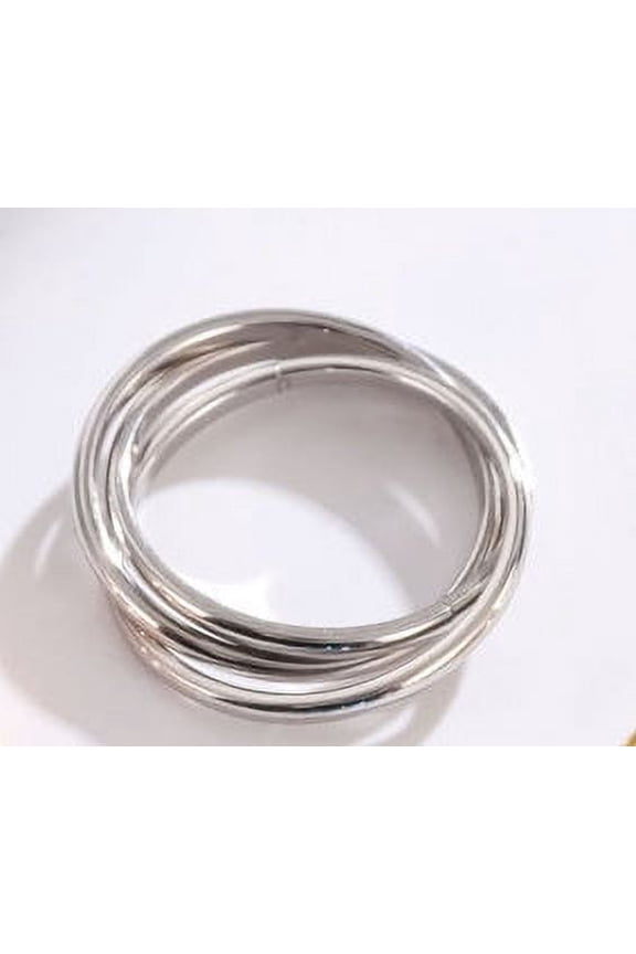 Womens Stainless Steel Rotating Trinity Ring Electroplated Geometric Band with Round Elements Anniversary Promise Ring Gift for Her and Couples Jewelry