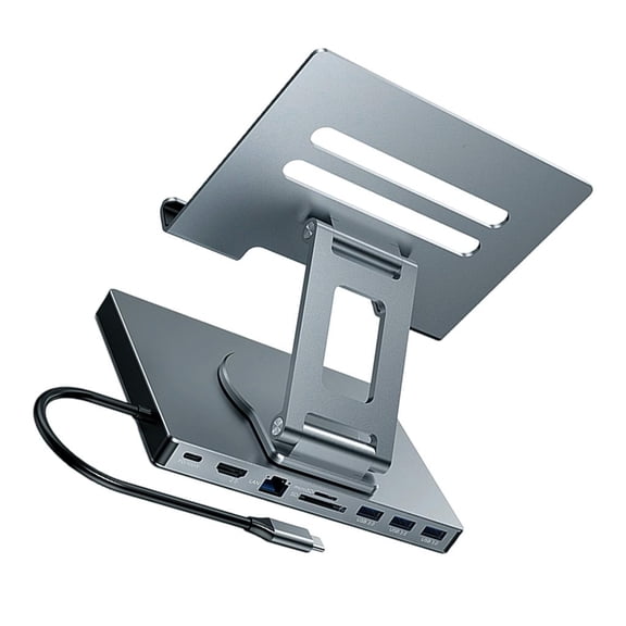 Rotating Type C Docking Station With Foldable Stand PD100W Charging Gigabit Ethernet 3.5mm For Laptops Tablets