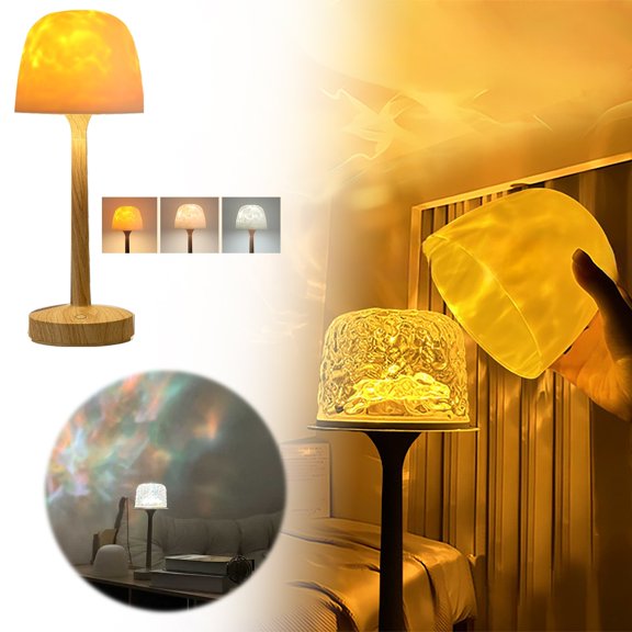 Rotating USB Operated Water Ripple Ambient Lamp Remote Controlled 16 Color Changing Light for Bedroom Bathroom Patio Decor