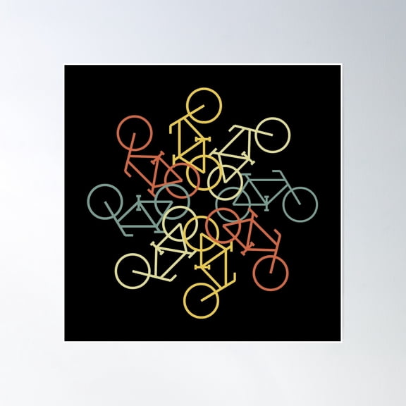 Rotating Vintage Bicycles Poster Wall Art, Modern Wall Decor, 24x24 UNFRAMED