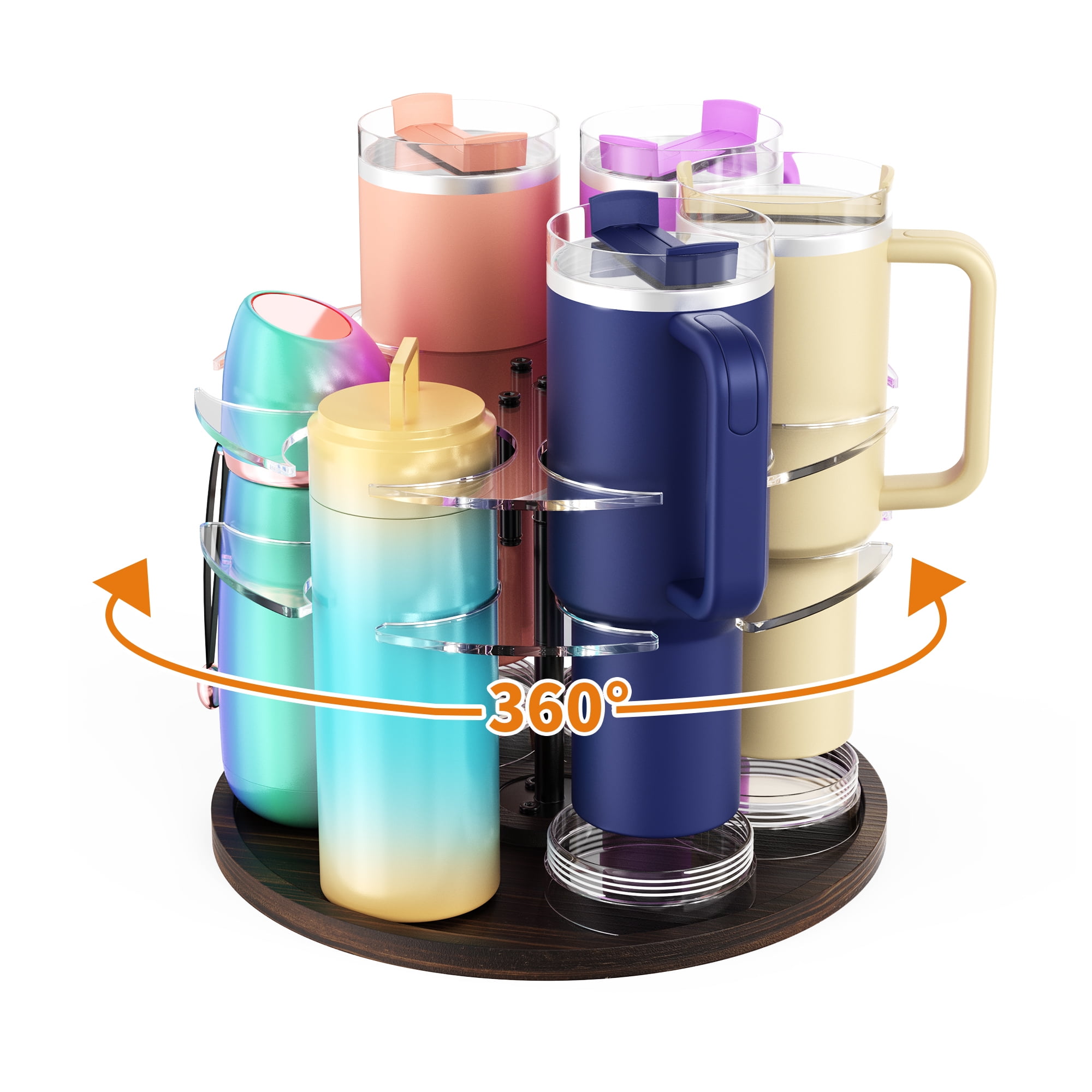 Rotating Water Bottle Holder, 6 Slots Cup Organizer for Stanley 20/30 ...