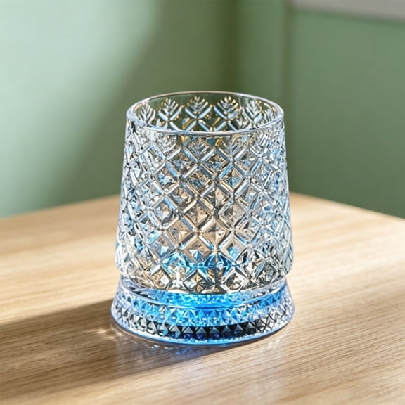 Rotating Whiskey Glass with Ambient Light, 360 Degree Spinning Crystal Glass 7 Color LED Drinking Cup, for Bar Home