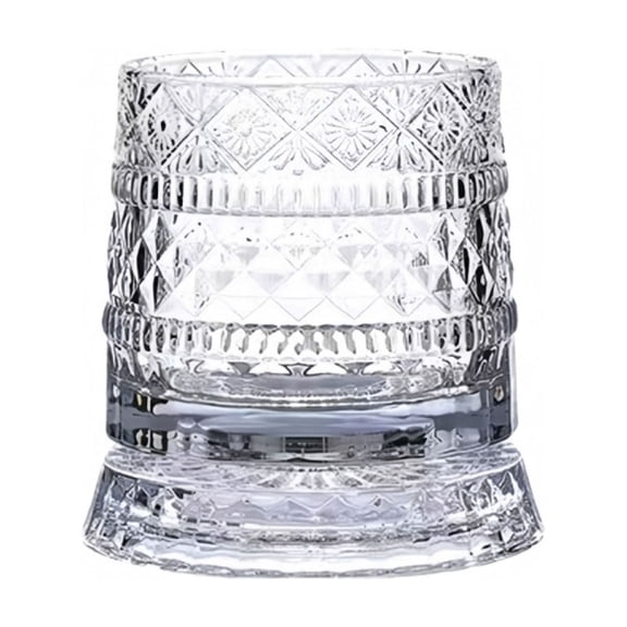 Rotating Whisky Tumbler with 360- Base and Stainless Steel Turntable for Elegant Home Bar or Restaurant Use